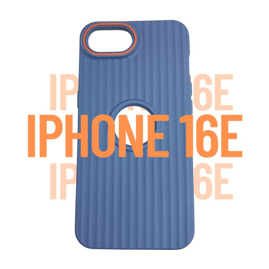 Apple iPhone 16e – Textured Silicone Back Cover Case, Shockproof, Slim Fit, Stylish Brown Design with Camera Ring Protection - Blue