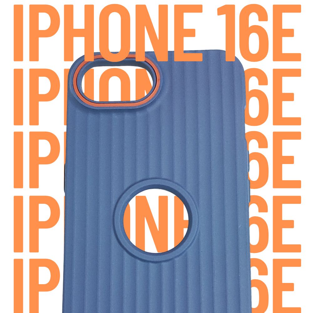 Apple iPhone 16e – Textured Silicone Back Cover Case, Shockproof, Slim Fit, Stylish Brown Design with Camera Ring Protection - Blue