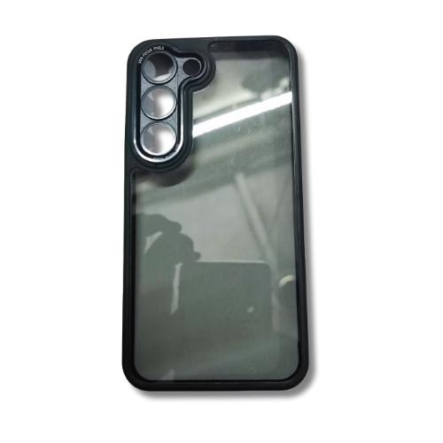 Samsung S23 Back Cover – 50% Transparent Hard Case with Black Border | Stylish Grip & Strong Protection