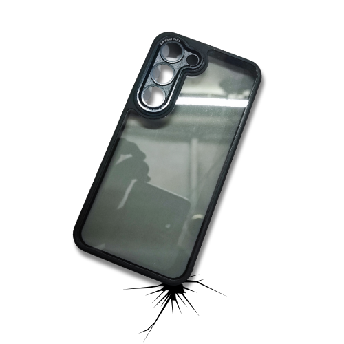 Samsung S23 Back Cover – 50% Transparent Hard Case with Black Border | Stylish Grip & Strong Protection