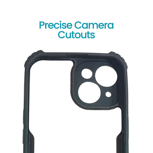 Apple iPhone 15 Transparent Back Cover | Hard Clear Case with Shockproof TPU Edges