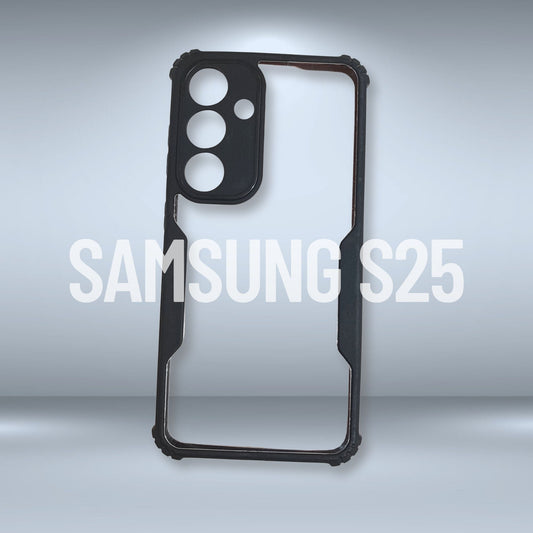 Samsung S25 Transparent Back Cover with Black Edges – Slim Hard Case for Everyday Protection