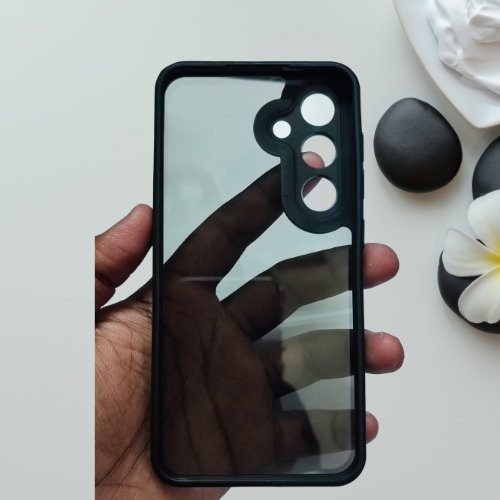 Samsung S25 Transparent Hard Back Cover with Black Border – Shockproof & Slim Fit Case