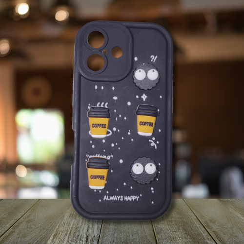 Apple iPhone 16 – Black - Shadow Pop – Mecha Minis | Kawaii 3D Cartoon Character Soft Case