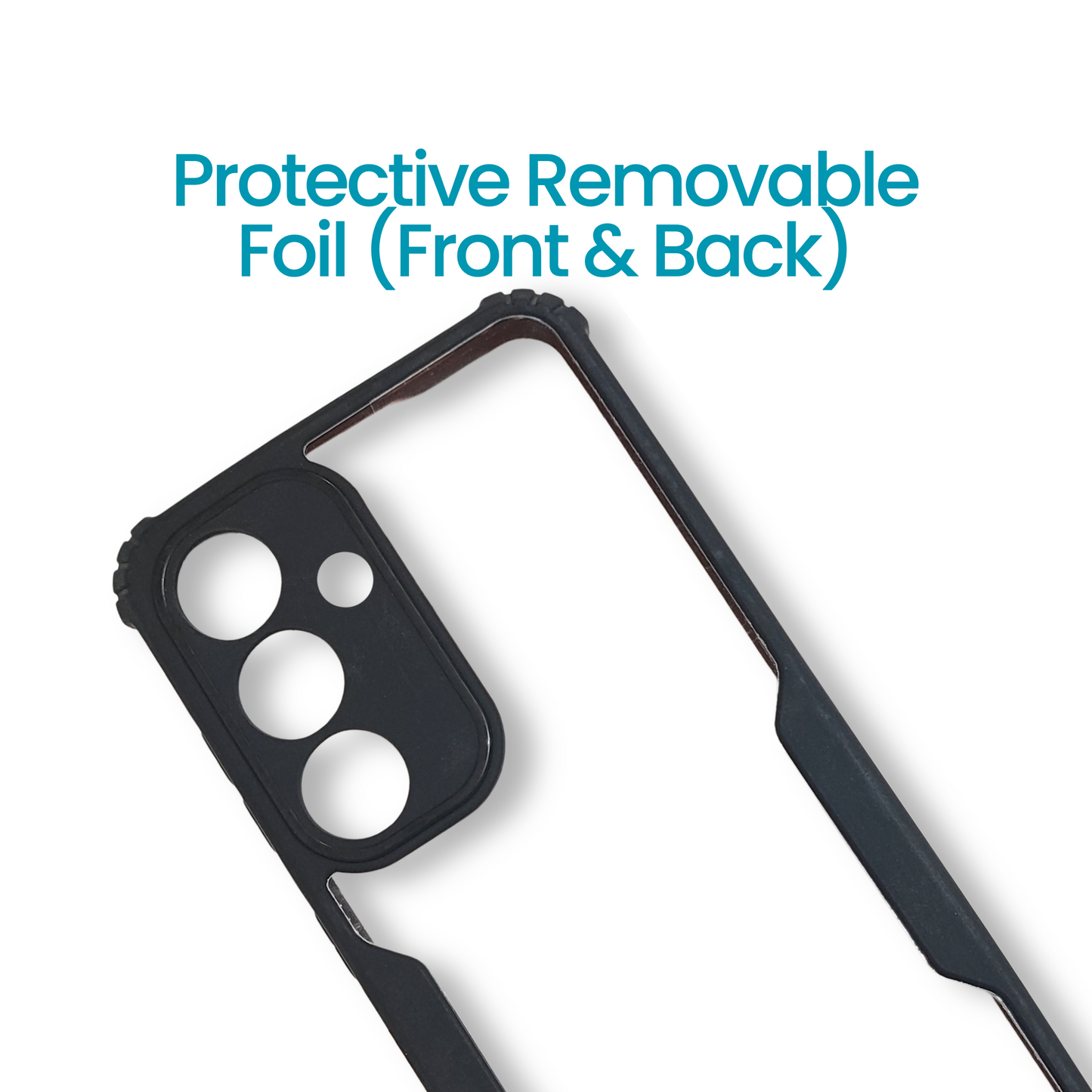Samsung S25 Plus Transparent Hard Back Cover with Black Border – Slim Shockproof Protective Case