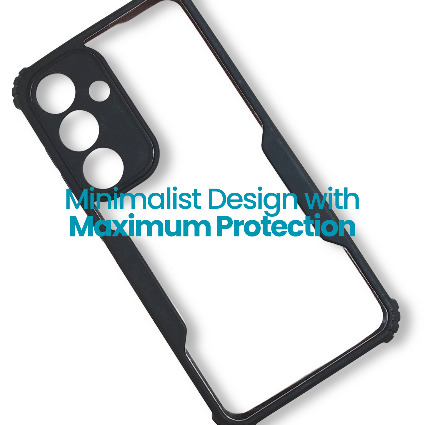 Samsung S25 Plus Transparent Hard Back Cover with Black Border – Slim Shockproof Protective Case
