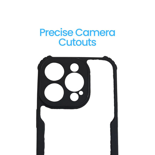 Apple iPhone 15 Pro Clear Back Case with Black Bumper | Transparent Shockproof Cover | Slim Fit Protective Case