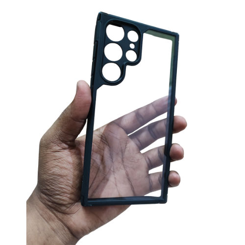 Samsung S23 Ultra Clear Hard Case with Black Edges – Anti-Scratch Slim Protective Back Cover