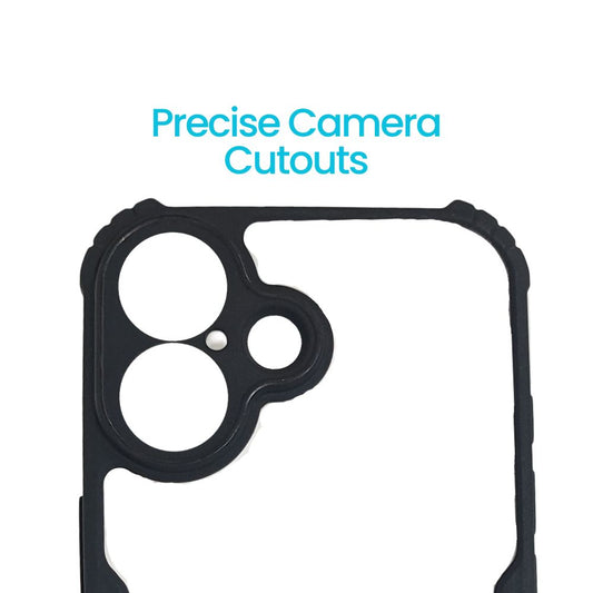 Apple iPhone 16 Black Transparent Hard Cover | Matte Borders | Slim & Tough