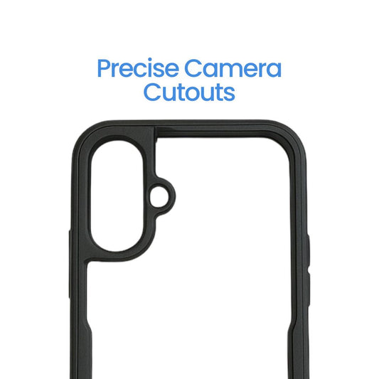 Apple iPhone 16 Transparent Back Cover | Clear Hard Case with Black Shockproof Border | Sleek & Protective Fit