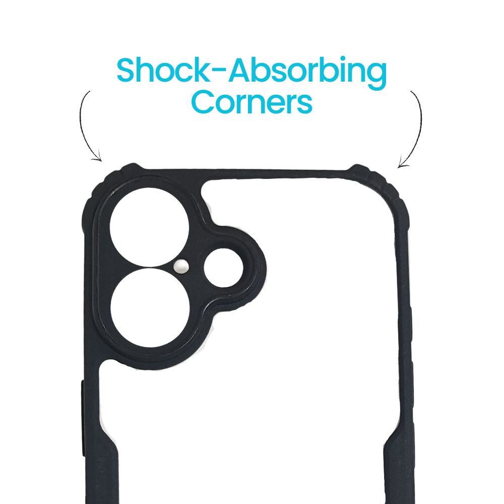 Apple iPhone 16 Black Transparent Hard Cover | Matte Borders | Slim & Tough