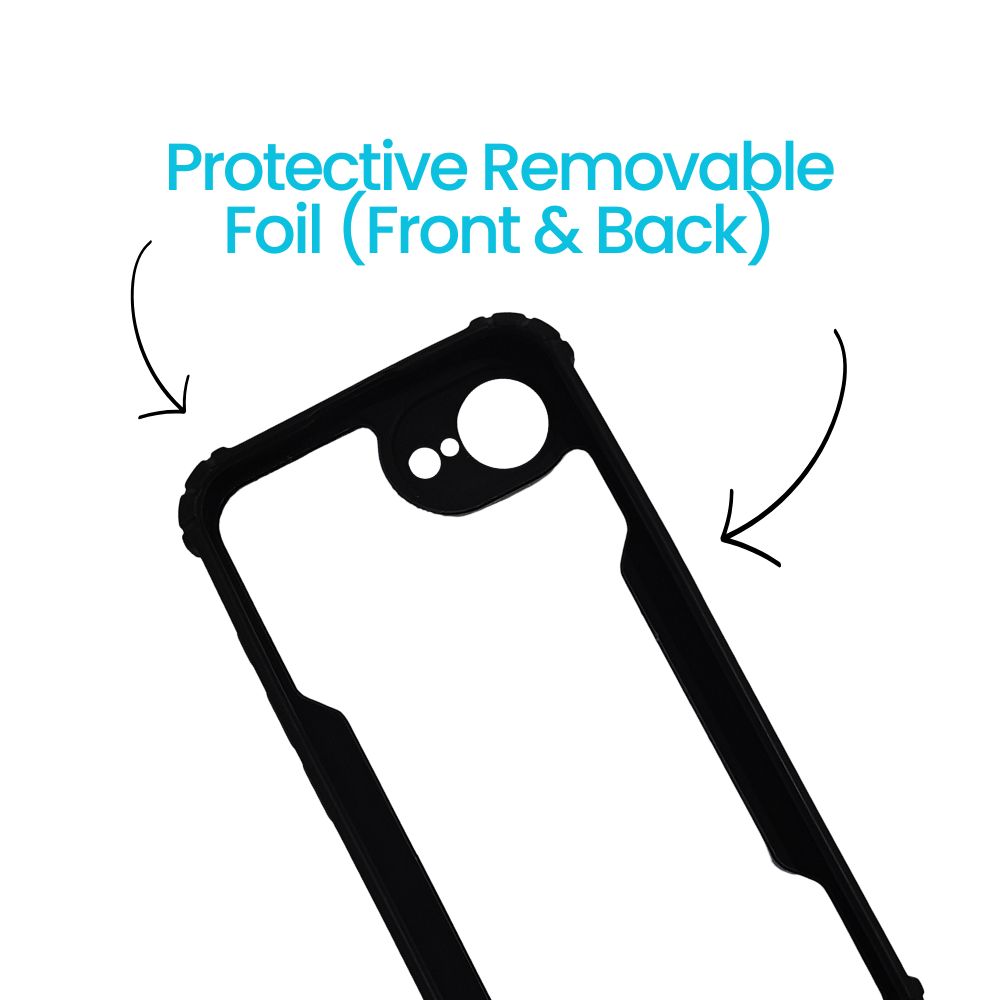 Apple iPhone 16e Black Transparent Hard Cover | Durable | Sleek Fit