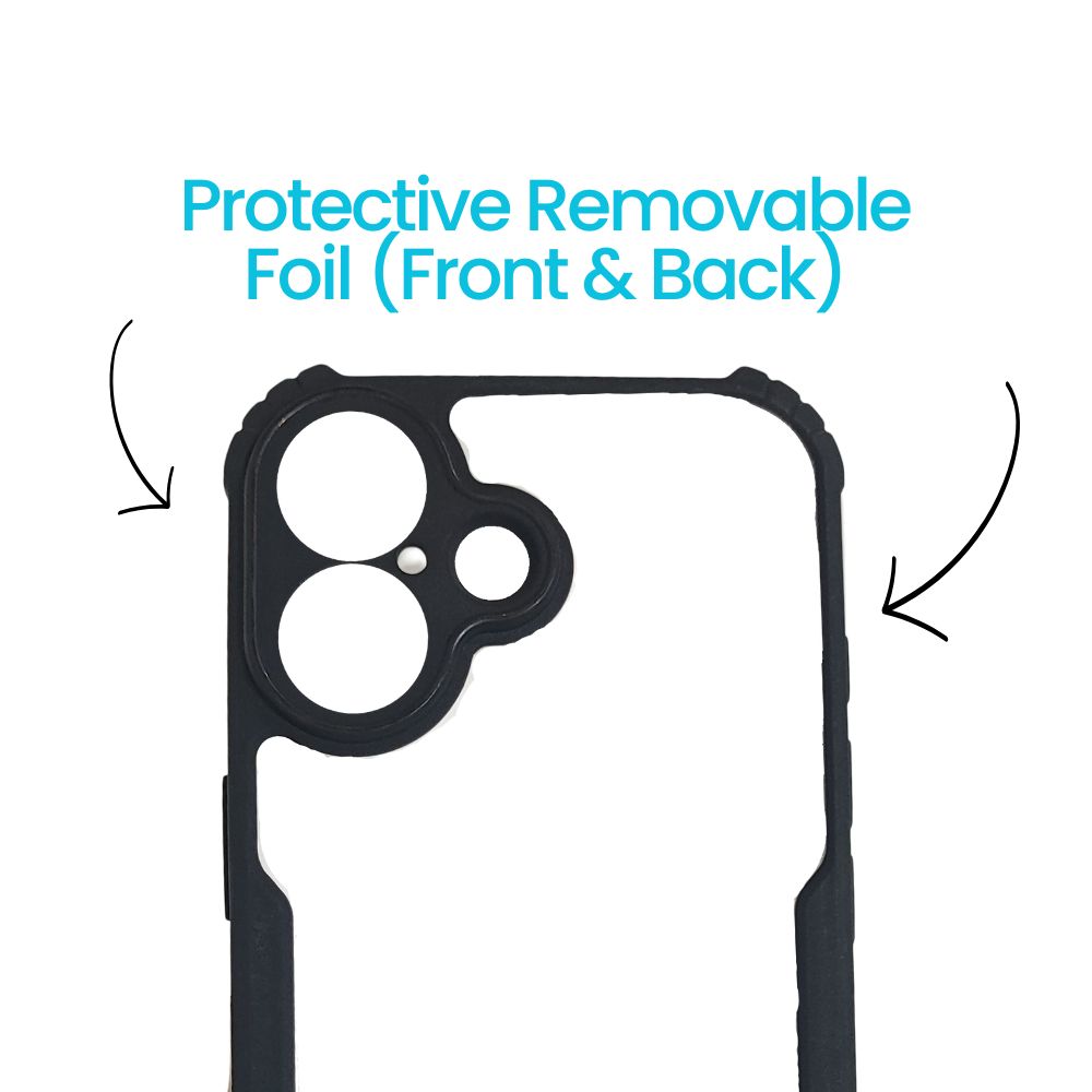 Apple iPhone 16 Black Transparent Hard Cover | Matte Borders | Slim & Tough
