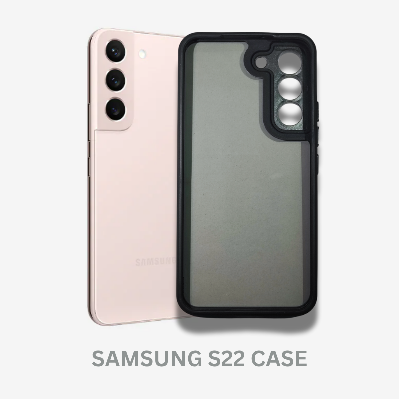 Samsung S22 Back Cover – Transparent Hard Case with Black Border | Sleek, Shockproof & Scratch-Resistant
