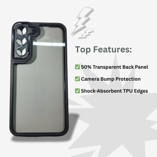 Samsung S22 Back Cover – Transparent Hard Case with Black Border | Sleek, Shockproof & Scratch-Resistant