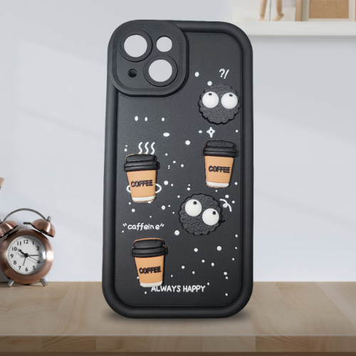 Apple iPhone 15 – Black - Midnight Mischief – Cosmic Cuties | Kawaii 3D Cartoon Character Soft Case