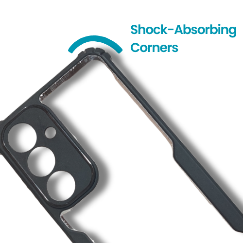 Samsung S24 FE Transparent Hard Back Cover with Black Border – Slim Shockproof Case
