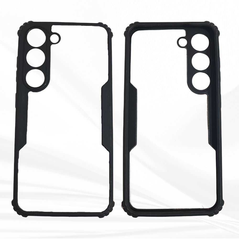 Samsung S23 Back Cover – Clear Hard Case with Black Border | Slim, Durable & Shockproof Design
