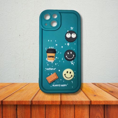 iPhone 13 Blue Caffeine Crew Case – Puffy Perks | 3D Cartoon Soft Silicone Cover - Cartoon Character