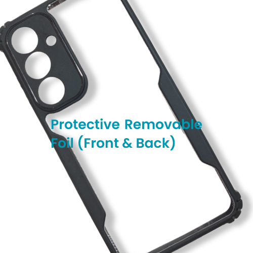 Samsung S24 FE Transparent Hard Back Cover with Black Border – Slim Shockproof Case