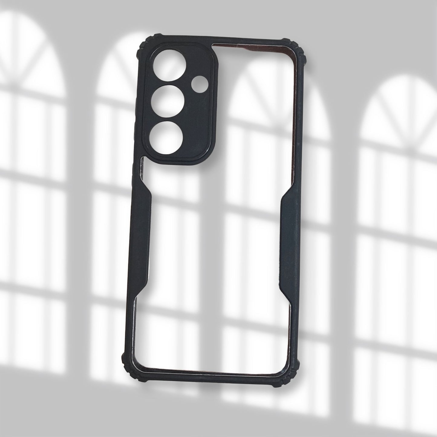 Samsung S24 Back Cover – Transparent Hard Case with Black Border | Sleek & Durable Shockproof Design