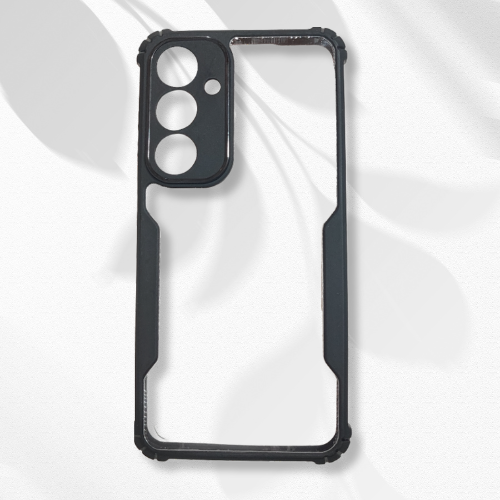 Samsung S24 FE Transparent Hard Back Cover with Black Border – Slim Shockproof Case