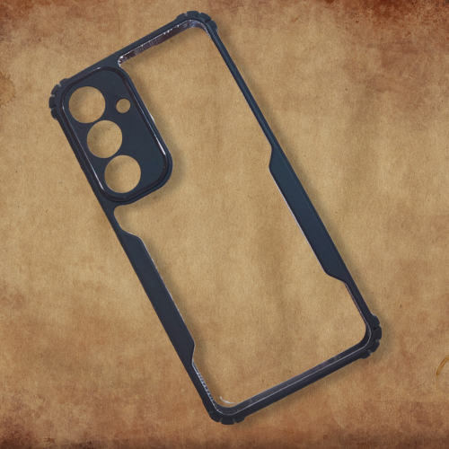 Samsung S24 FE Transparent Hard Back Cover with Black Border – Slim Shockproof Case