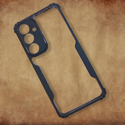 Samsung S24 FE Transparent Hard Back Cover with Black Border – Slim Shockproof Case