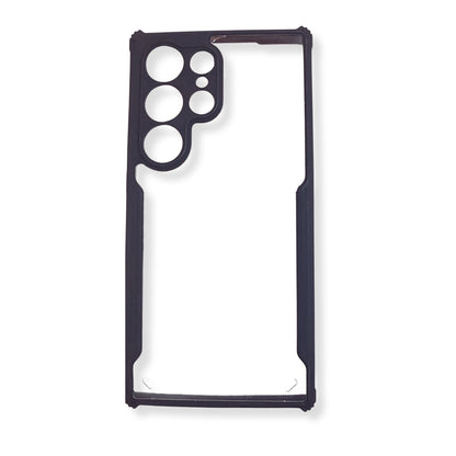 Samsung S23 Ultra Transparent Hard Back Cover with Black Border – Slim Fit Shockproof Protective Case