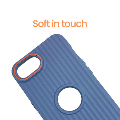 Apple iPhone 16e – Textured Silicone Back Cover Case, Shockproof, Slim Fit, Stylish Brown Design with Camera Ring Protection - Blue