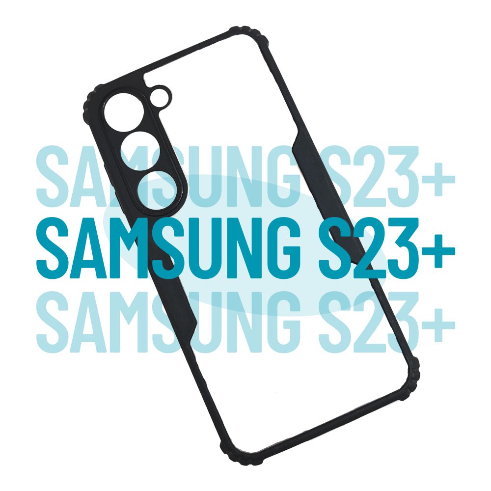 Samsung S23 Plus Back Cover – Transparent Hard Case with Black Border | Slim & Shockproof Protection
