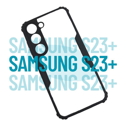 Samsung S23 Plus Back Cover – Transparent Hard Case with Black Border | Slim & Shockproof Protection