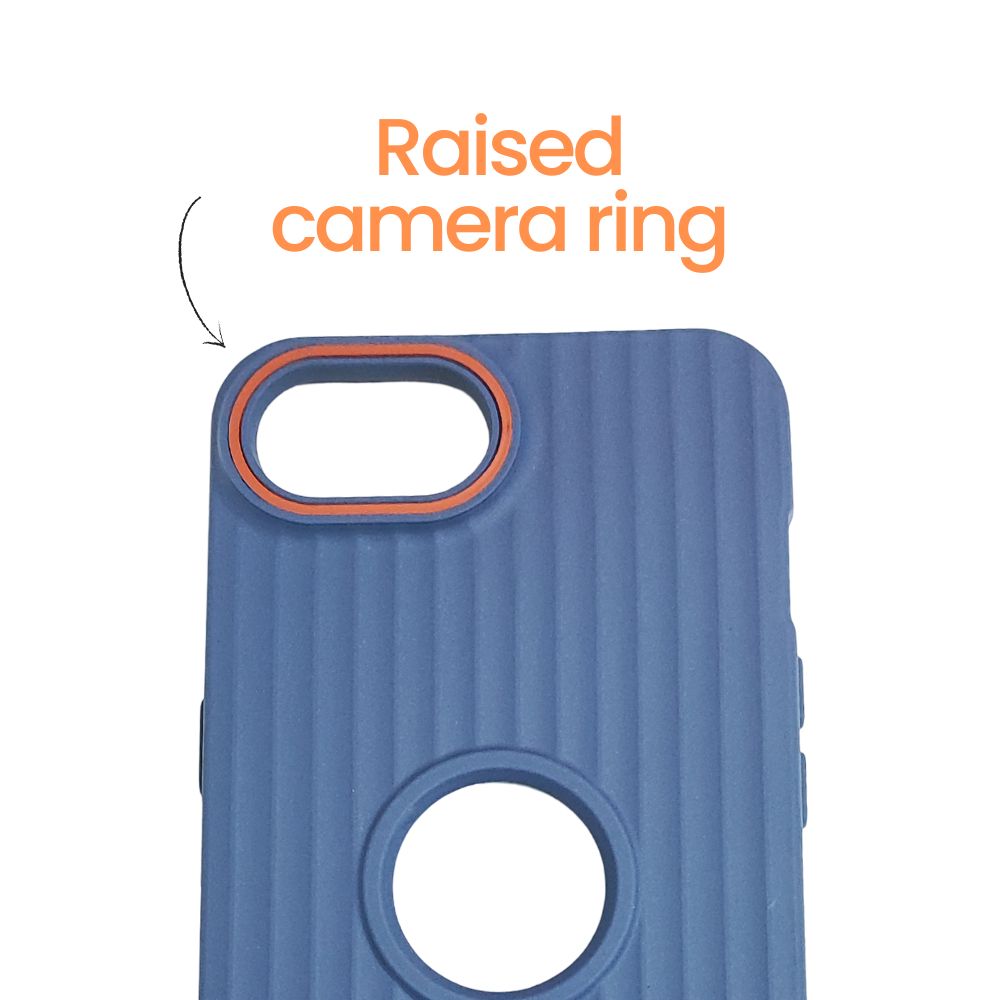 Apple iPhone 16e – Textured Silicone Back Cover Case, Shockproof, Slim Fit, Stylish Brown Design with Camera Ring Protection - Blue