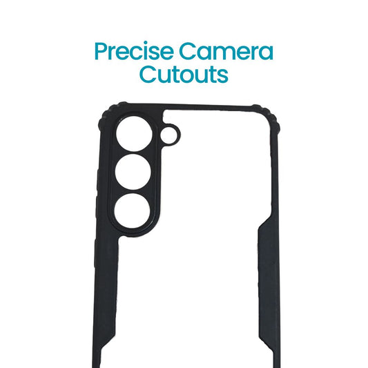 Samsung S23 Plus Back Cover – Transparent Hard Case with Black Border | Slim & Shockproof Protection