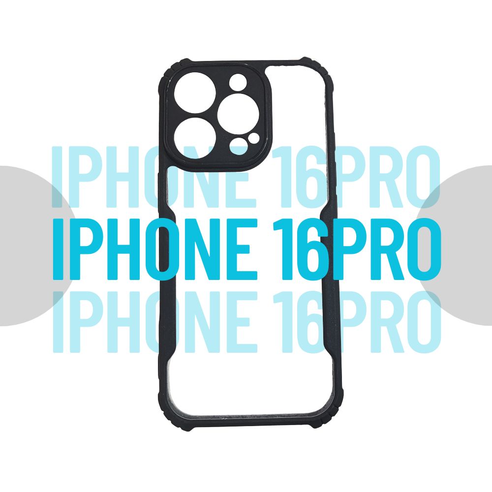 Apple iPhone 16 Pro Transparent Hard Case | Black Edges | Shockproof & Scratch Resistant