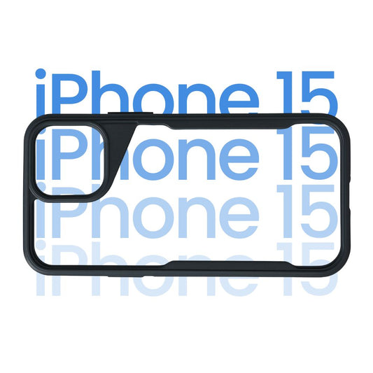 Apple iPhone 15 Transparent Back Cover | Clear Hard Case with Black Shockproof Border | Slim Fit