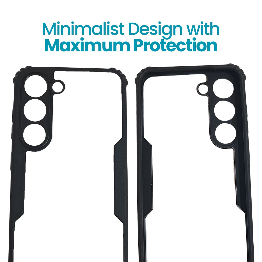 Samsung S23 Plus Back Cover – Transparent Hard Case with Black Border | Slim & Shockproof Protection