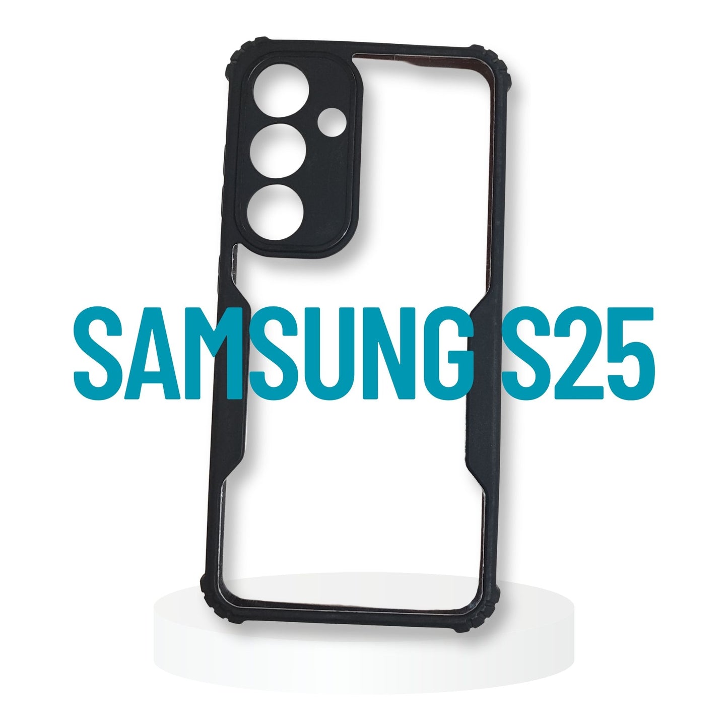 Samsung S25 Transparent Back Cover with Black Edges – Slim Hard Case for Everyday Protection
