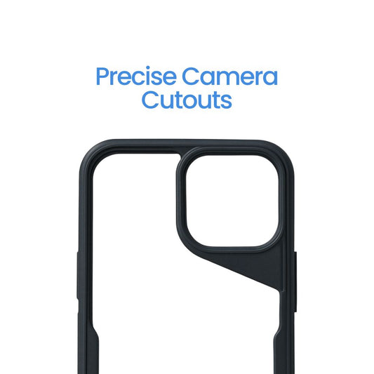 Apple iPhone 15 Transparent Back Cover | Clear Hard Case with Black Shockproof Border | Slim Fit