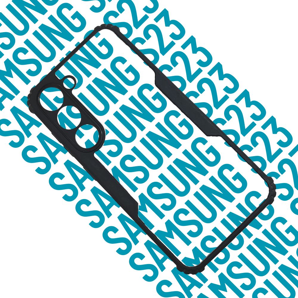 Samsung S23 Back Cover – Clear Hard Case with Black Border | Slim, Durable & Shockproof Design