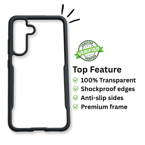 Samsung S25 Crystal Clear Hard Case with Black Frame – Anti-Scratch & Drop Resistant Back Cover