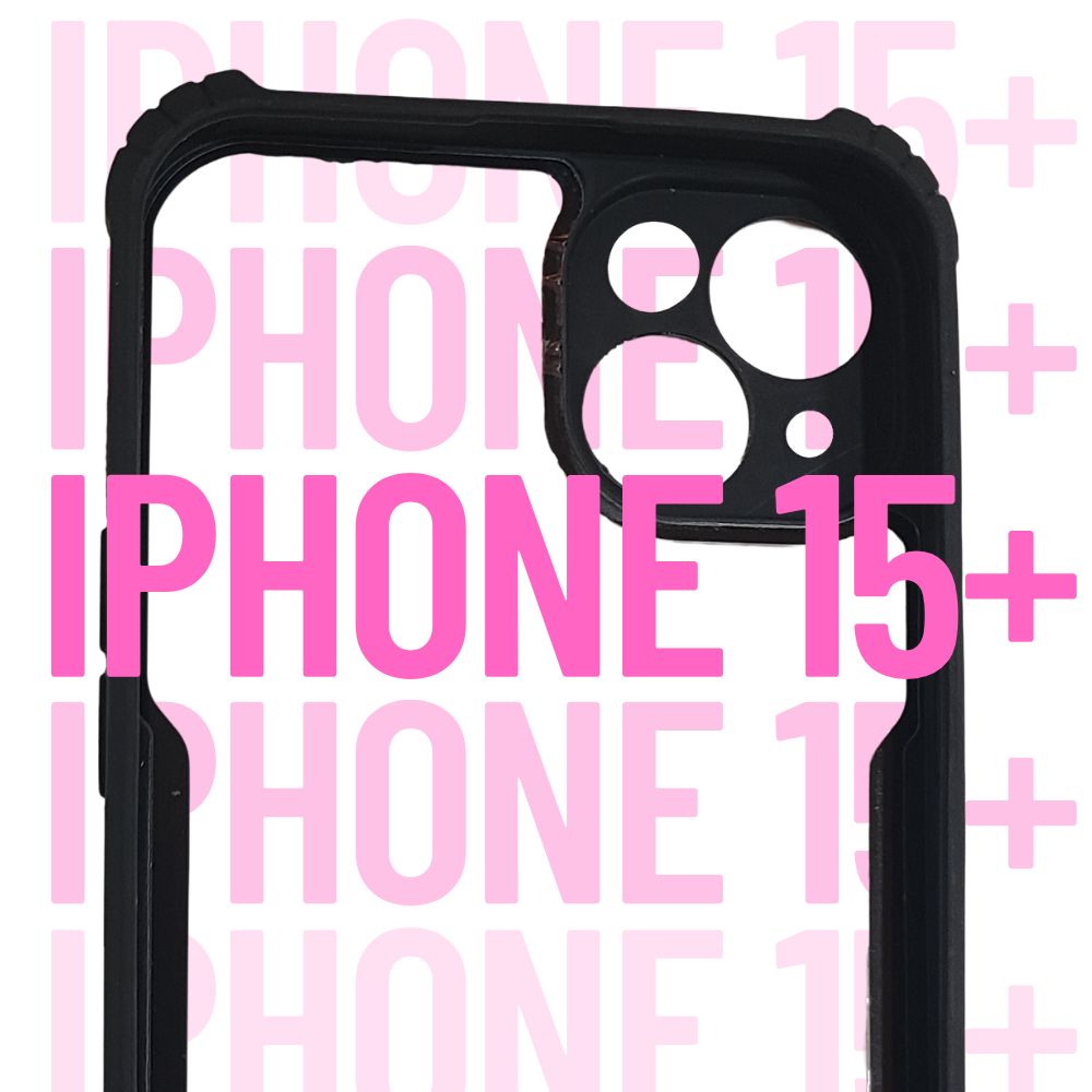 Apple iPhone 15 Plus Transparent Back Cover | Clear Hard Case with Black Shockproof Border | Slim & Stylish Fit