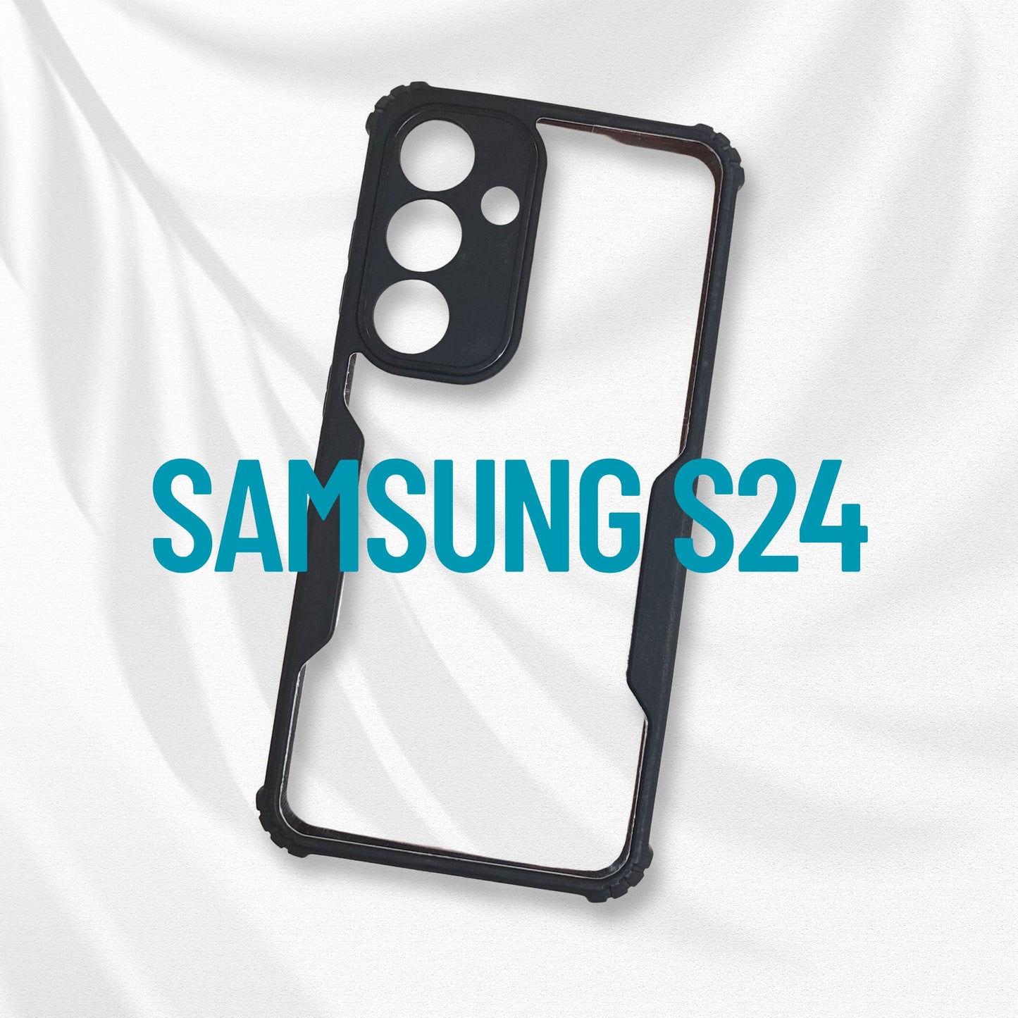 Samsung S24 Back Cover – Transparent Hard Case with Black Border | Sleek & Durable Shockproof Design