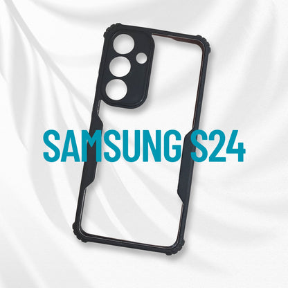 Samsung S24 Back Cover – Transparent Hard Case with Black Border | Sleek & Durable Shockproof Design