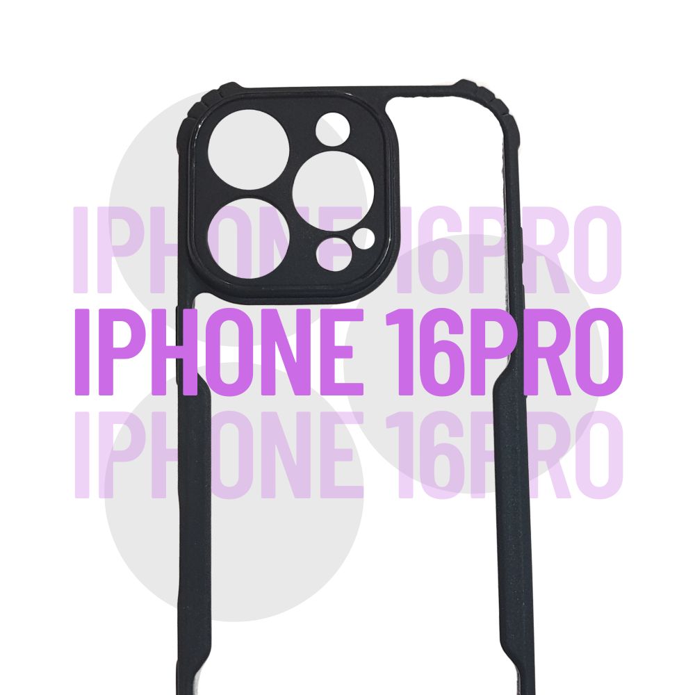 Apple iPhone 16 Pro Transparent Hard Case | Black Edges | Shockproof & Scratch Resistant
