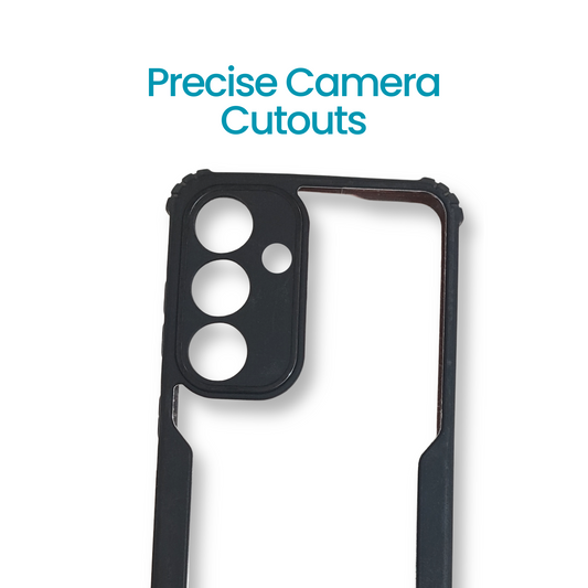 Samsung S25 Plus Transparent Hard Back Cover with Black Border – Slim Shockproof Protective Case