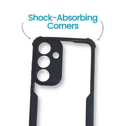 Samsung S25 Plus Transparent Hard Back Cover with Black Border – Slim Shockproof Protective Case