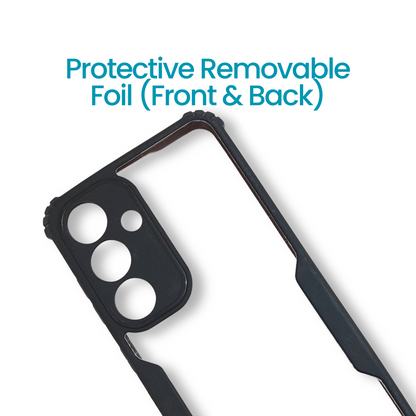 Samsung S25 Plus Transparent Hard Back Cover with Black Border – Slim Shockproof Protective Case