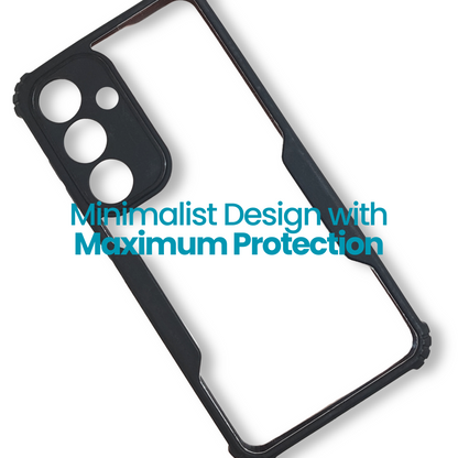 Samsung S25 Plus Transparent Hard Back Cover with Black Border – Slim Shockproof Protective Case