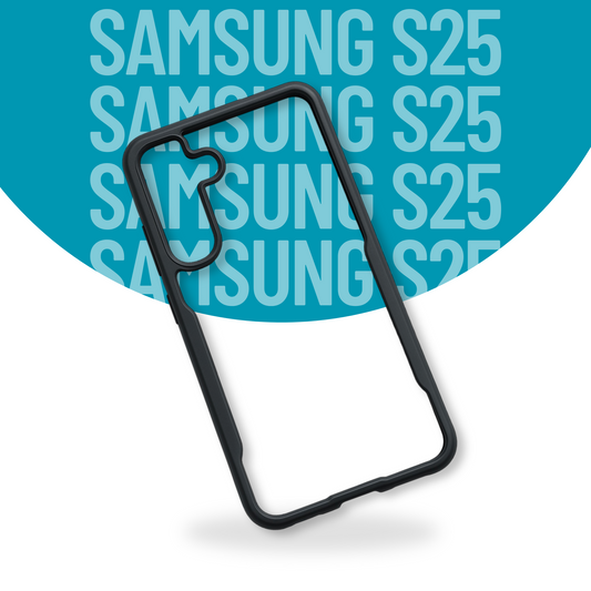 Samsung S25 Crystal Clear Hard Case with Black Frame – Anti-Scratch & Drop Resistant Back Cover